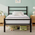 Feonase 3ft Metal Single Bed Frame with Headboard & Storage – Black