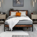 Diahomy Double Metal Platform Bed Frame with Wood Headboard – Brown