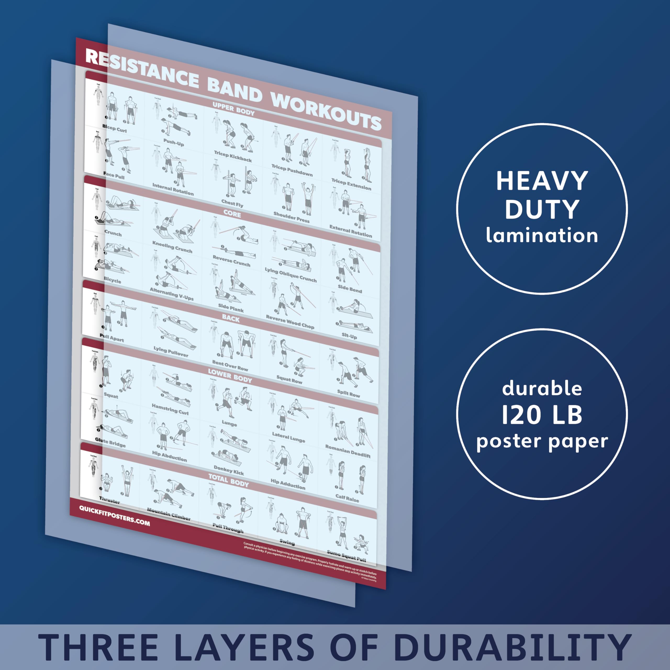 Palace Learning 16 Pack Exercise Poster Set – Laminated Home Gym Charts