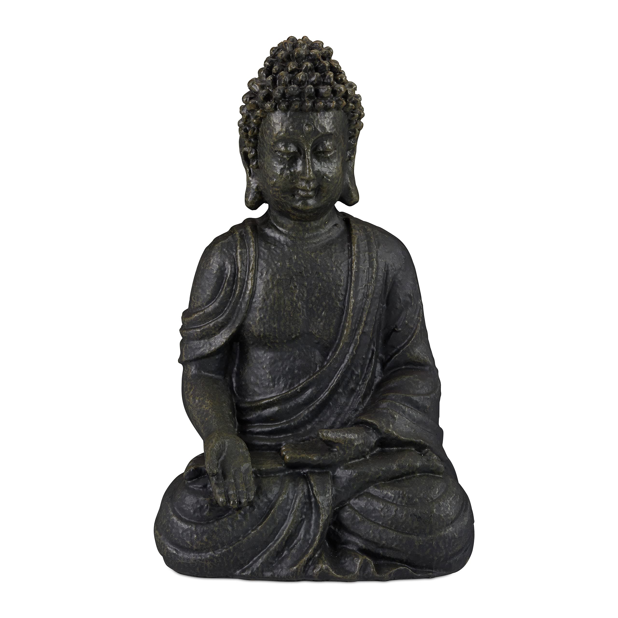Relaxdays Buddha Garden Statue – 30cm Weatherproof Polyresin Figurine
