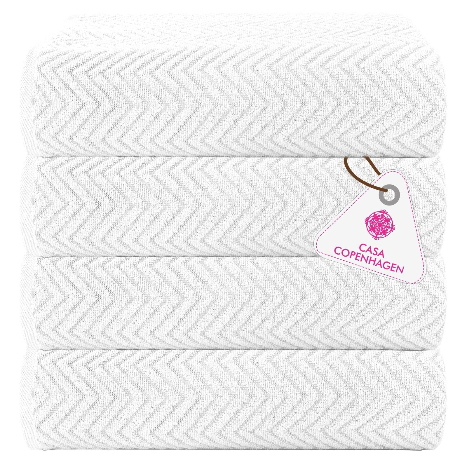 CASA COPENHAGEN 4 Piece Bath Towel Set | 550 GSM Cotton - White