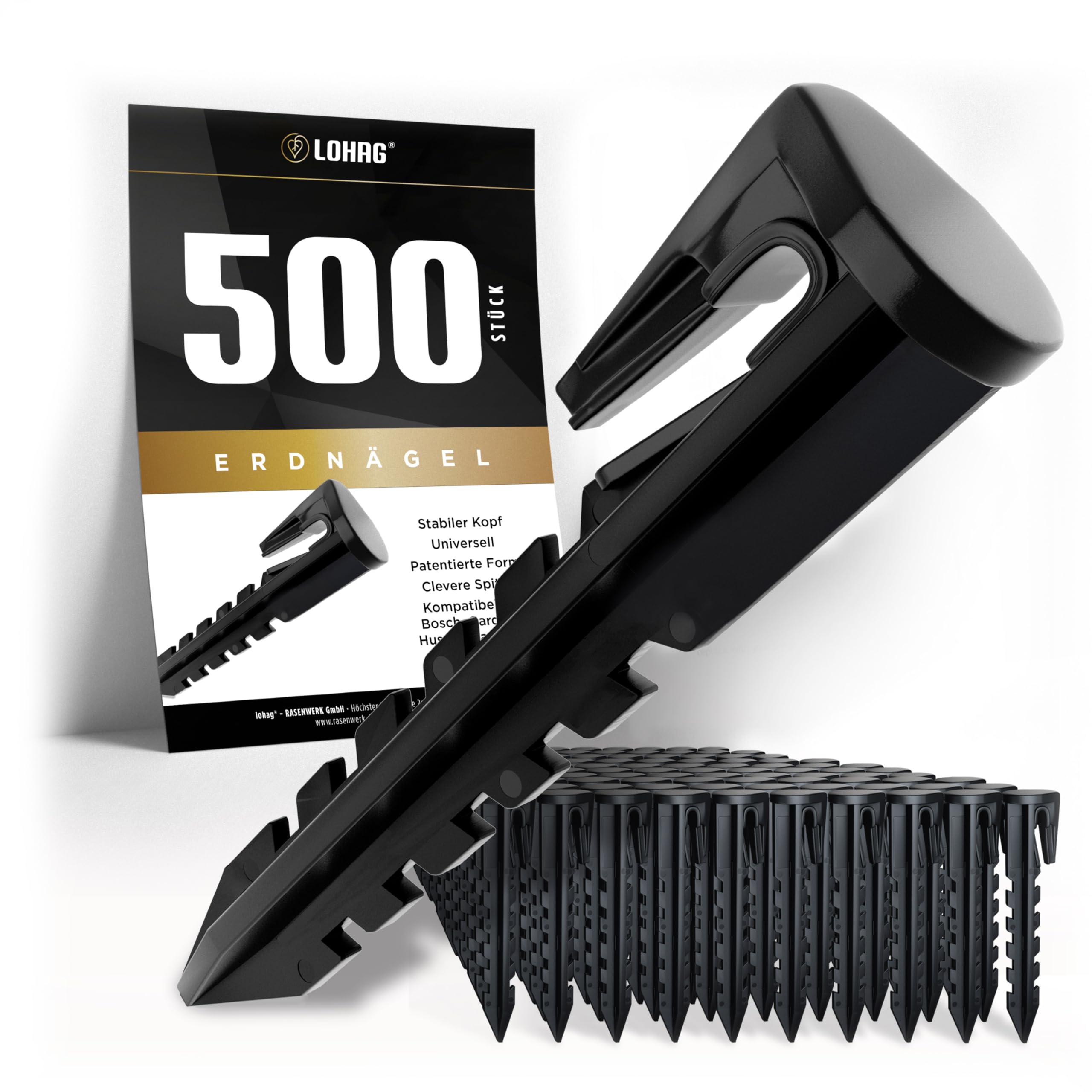 Lohag 500 Ground Nails for Robotic Lawnmower Boundary Wire Pegs