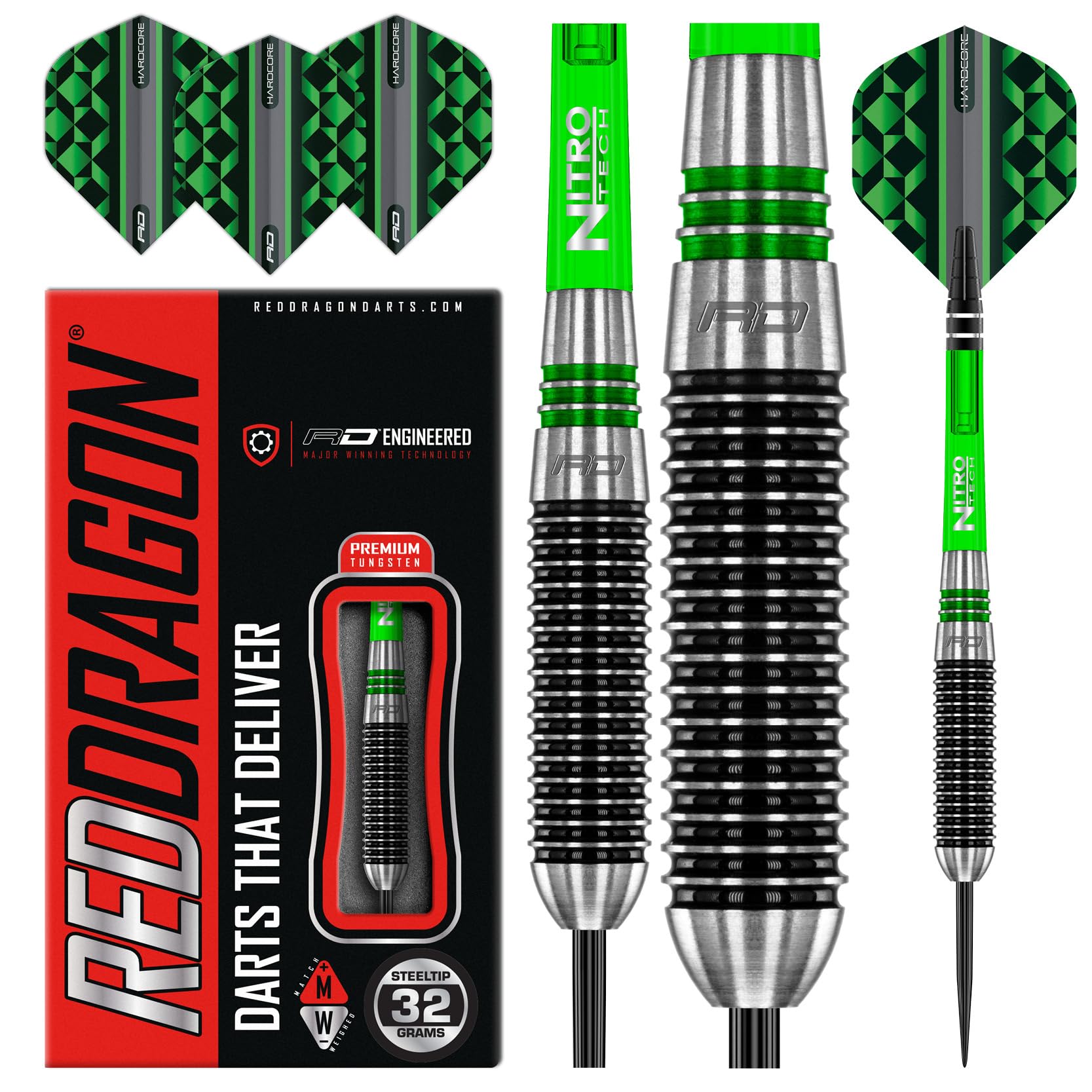 Red Dragon Titan 2 Tungsten Darts Set – 32g Heavy Professional Darts