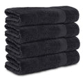 Komfortec Set of 4 Hand Towels 50 x 100 cm 100% Cotton Terry Towelling Soft Black