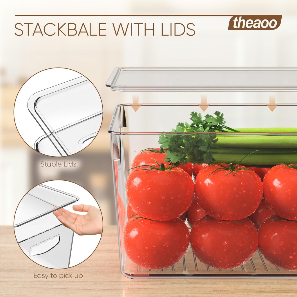 8 Pack Clear Stackable Storage Bins with Lids for Pantry
