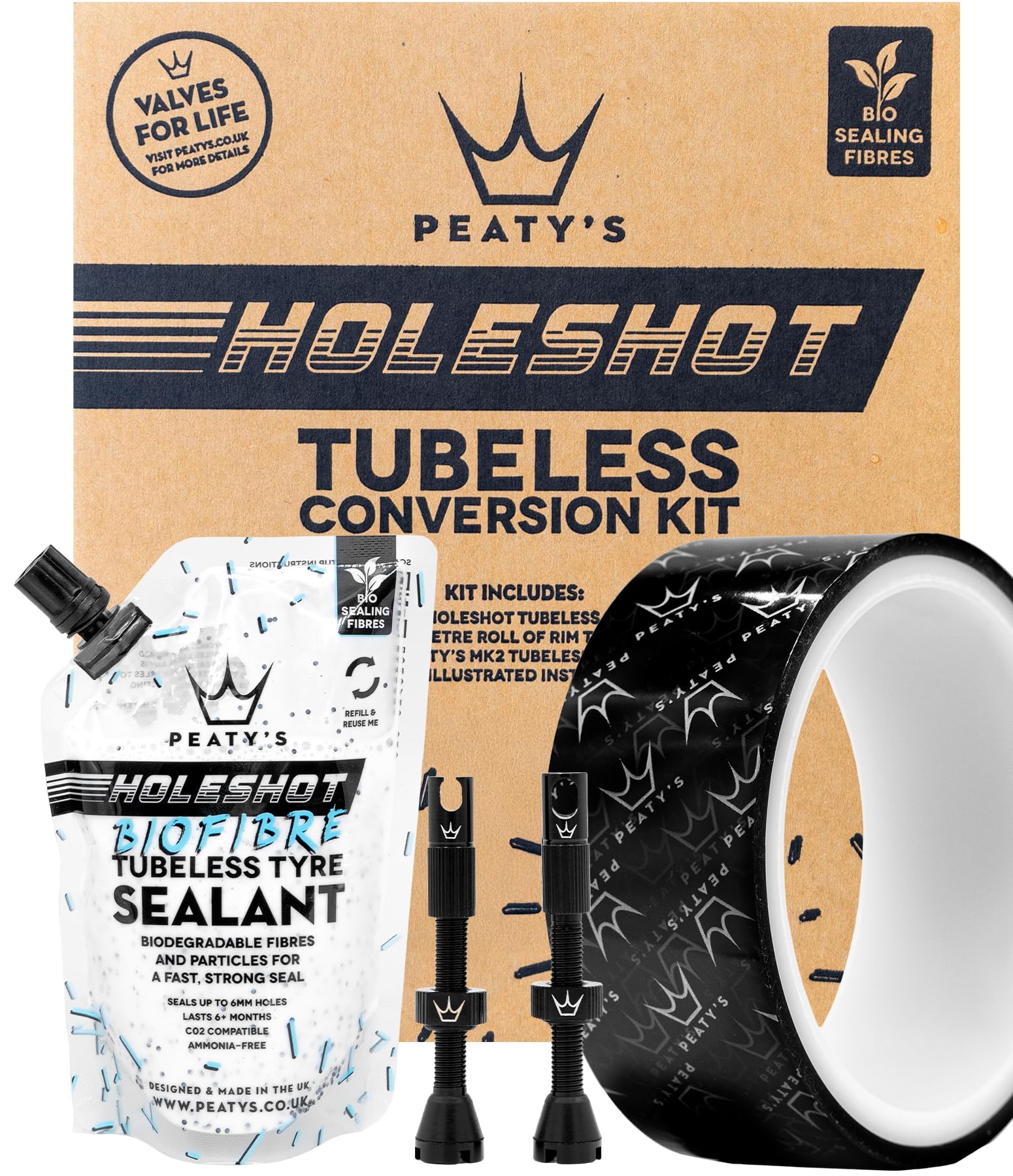 Peaty's Tubeless Wheel Conversion Kit - Enduro & DH Wide - 35mm Tape, Black