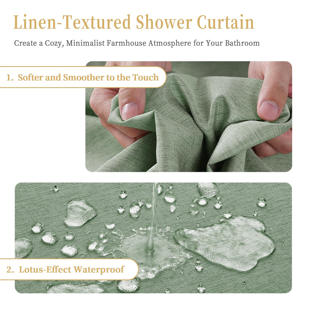 Shower Curtain, Heavy-Duty Linen-Texture Fabric Shower Curtain, Extra Soft Double-layer waterproof Shower Curtains With Smart Function Stainless - image 2