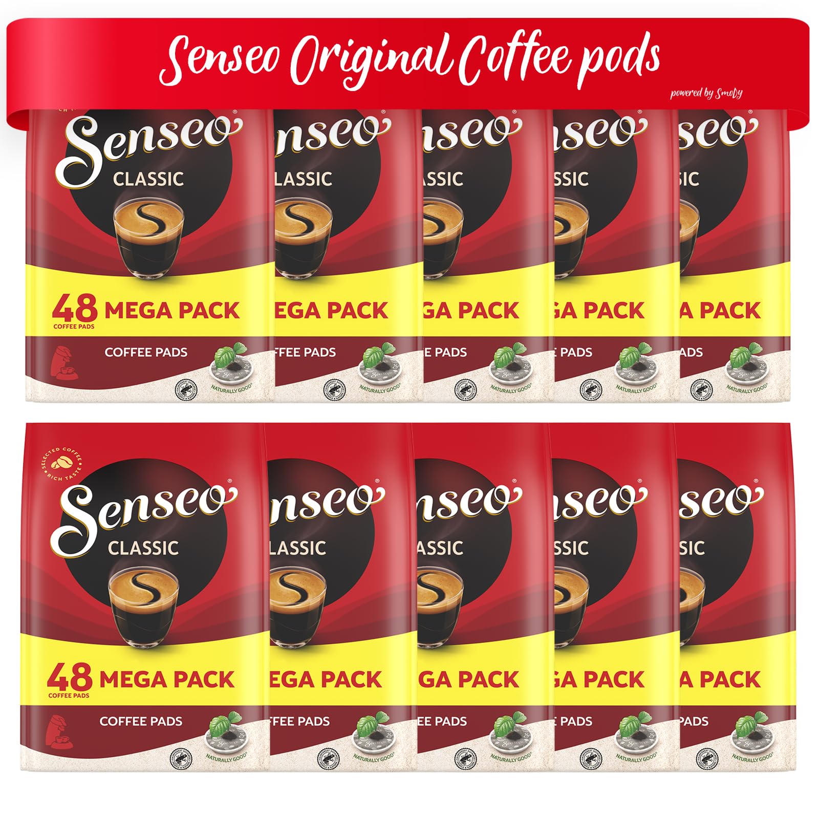 Senseo Classic Coffee Pods – 10 Packs of 48 Regular Capsules