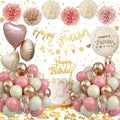 Retro Pink Birthday Decoration Kit | Balloons & Banner Set