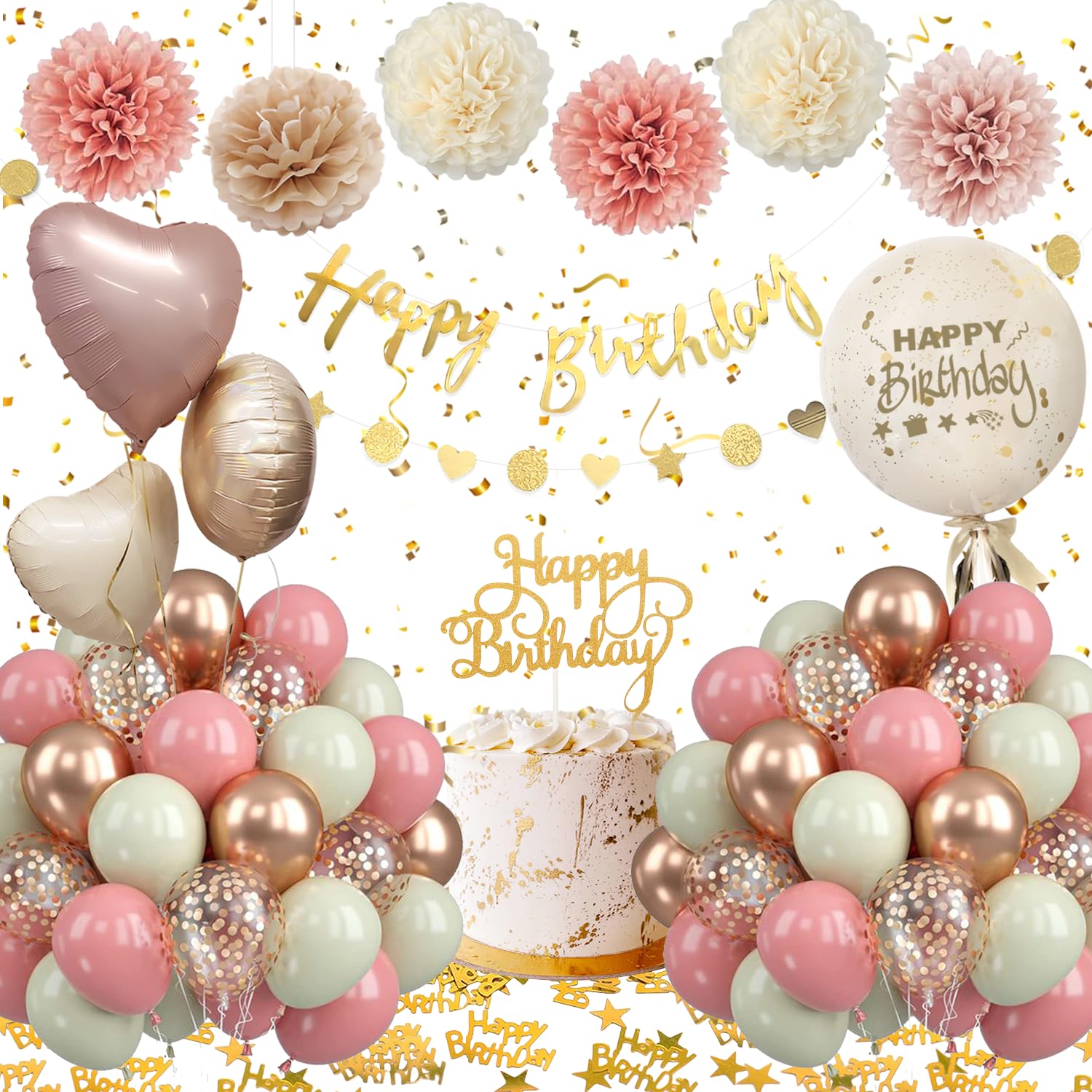 Retro Pink Birthday Decoration Kit | Balloons & Banner Set