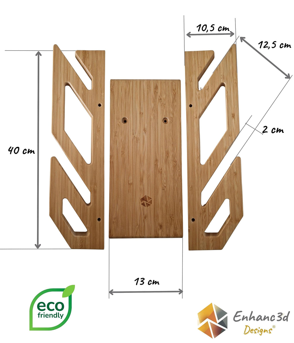 Enhanc3d Designs Bamboo Skateboard Wall Mount | 2-Board Longboard Rack