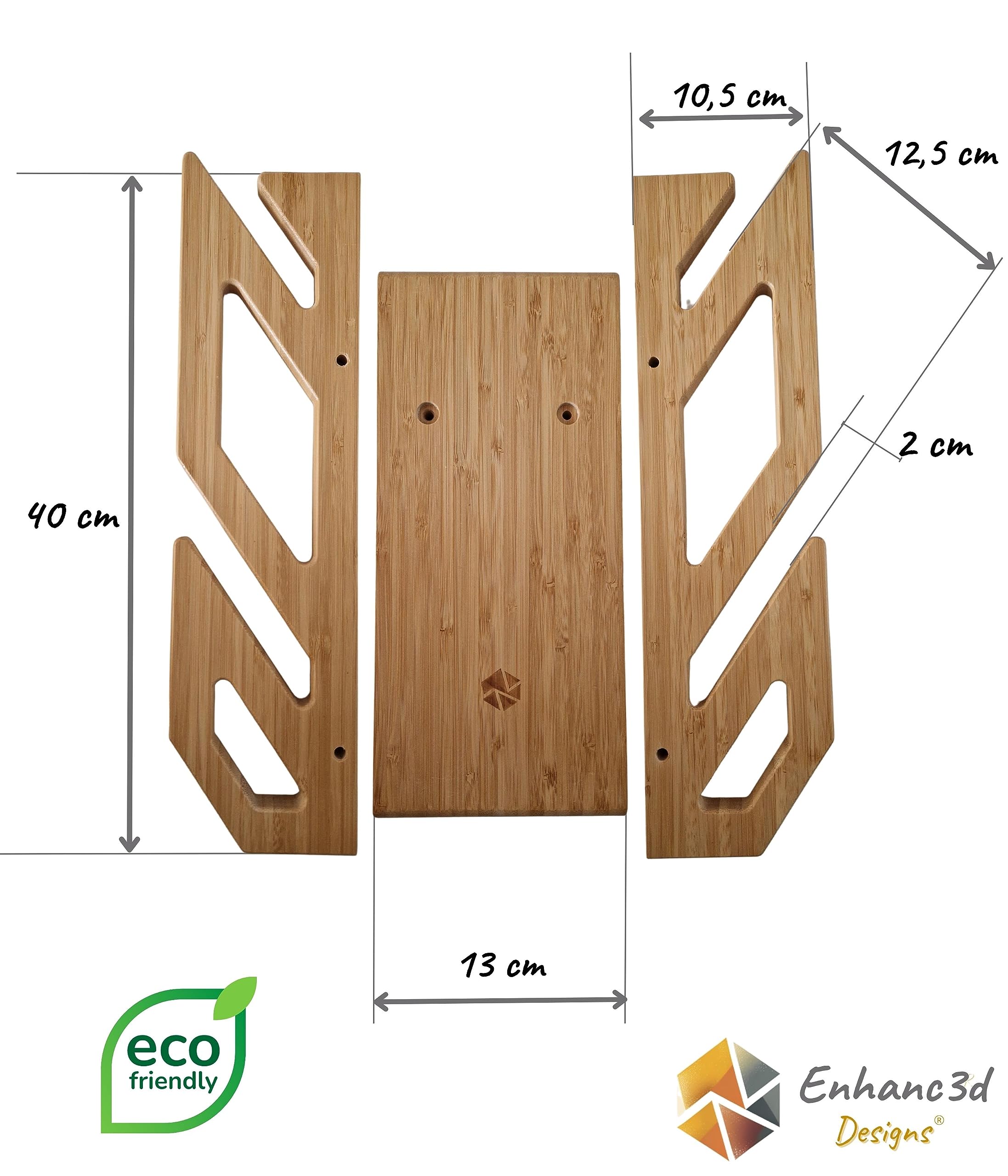 Enhanc3d Designs Bamboo Skateboard Wall Mount | 2-Board Longboard Rack