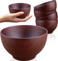 Japanese Chestnut Wood Rice Bowls - Set of 4, Dark 12cm