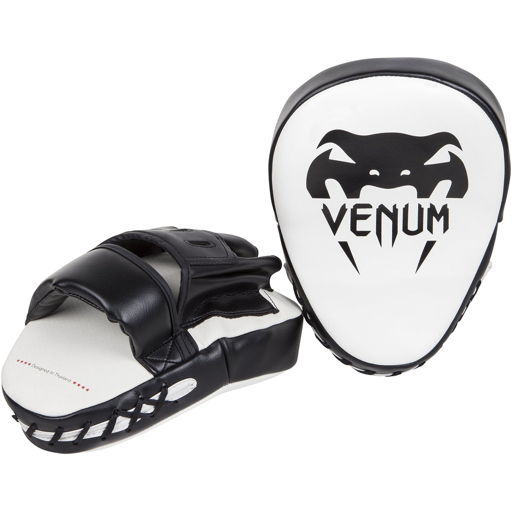Venum Light Focus Mitts – Curved Boxing & Muay Thai Pads, White/Black