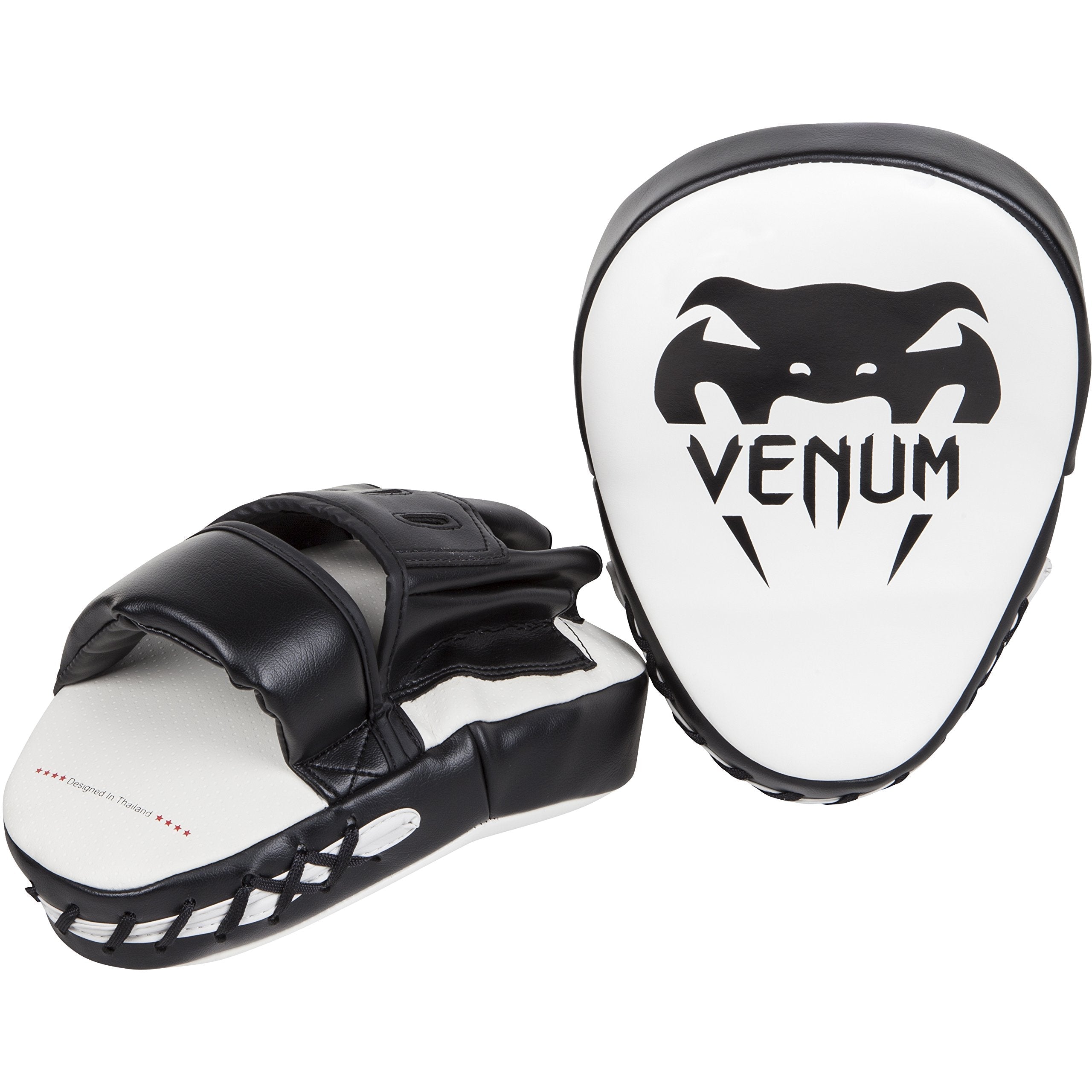 Venum Light Focus Mitts – Curved Boxing & Muay Thai Pads, White/Black