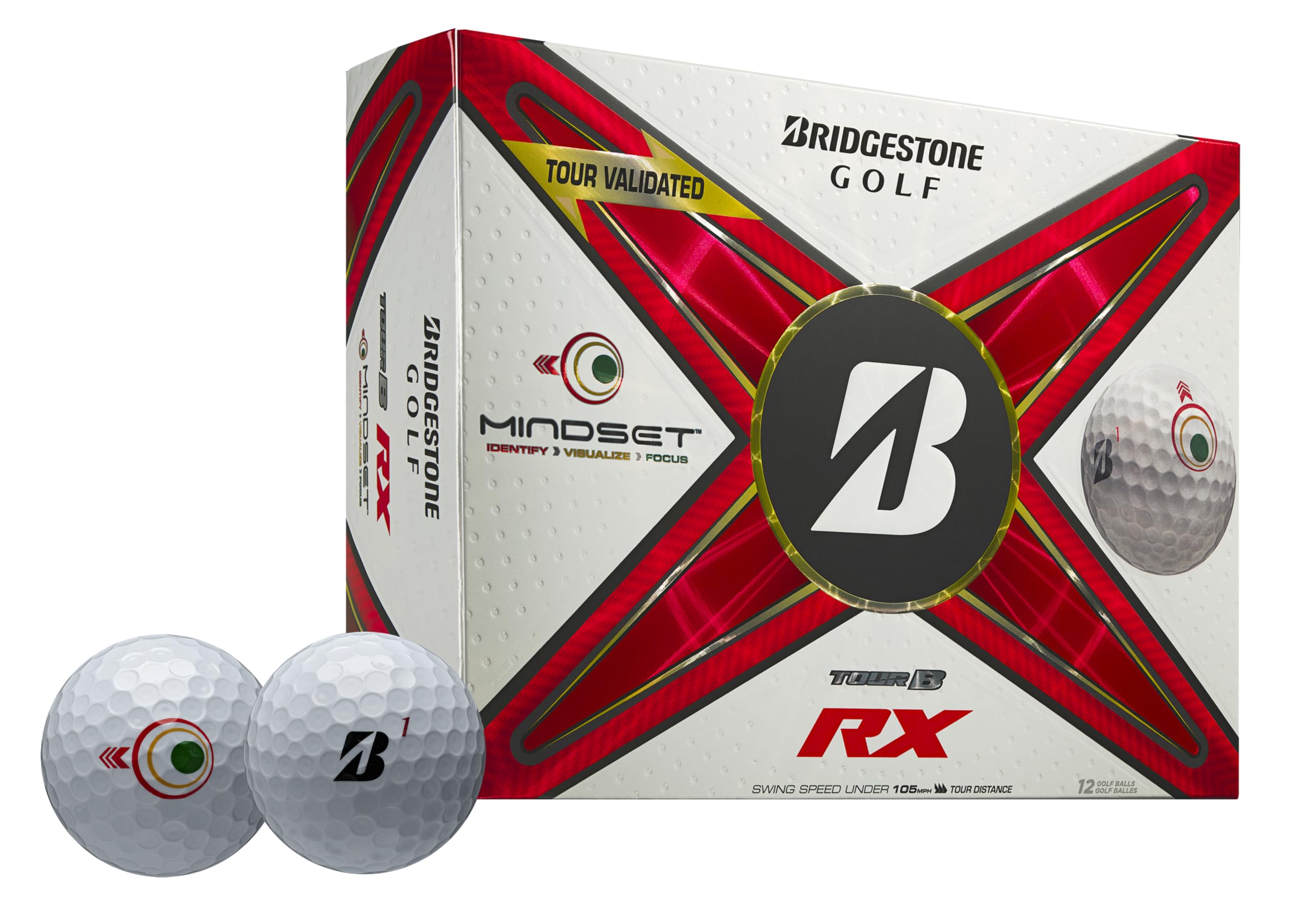 Bridgestone Golf 2024 Tour B RX Mindset White Golf Balls - 12 Pack