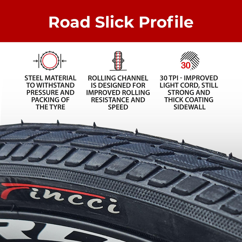 Fincci 26x1.50 Slick Bicycle Tyres | 40-559 MTB Road Hybrid - Pack of 2