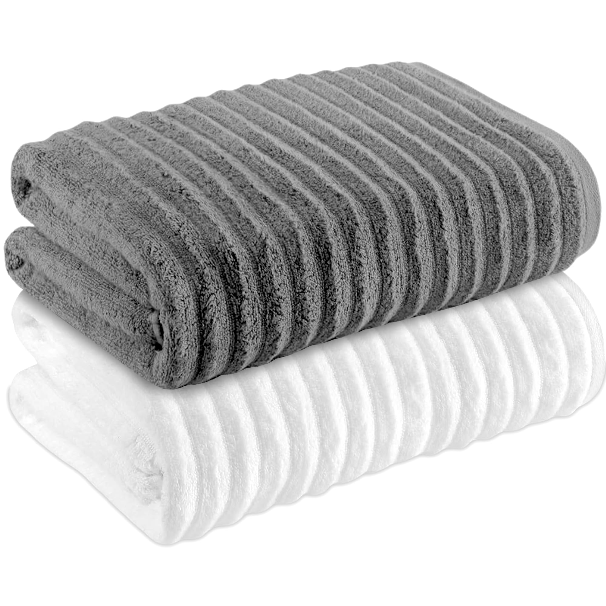 Towelogy Bamboo Bath Sheets Set of 2 | Extra Large 140x90cm Ribbed