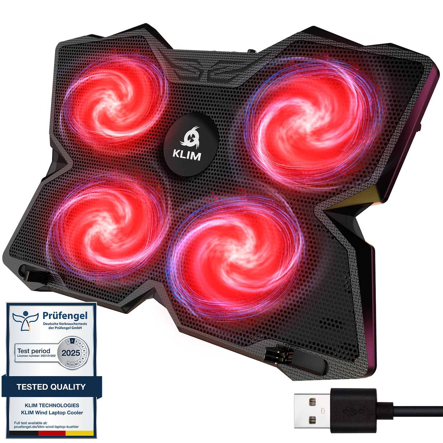 KLIM Wind Laptop Cooling Pad – 4 Fans at 1200 RPM – USB Laptop Stand