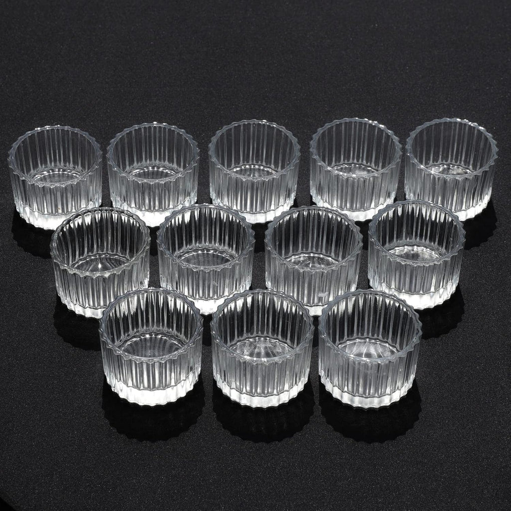 Vohocandle Ribbed Glass Tealight Holders - Set of 24 Clear Votives
