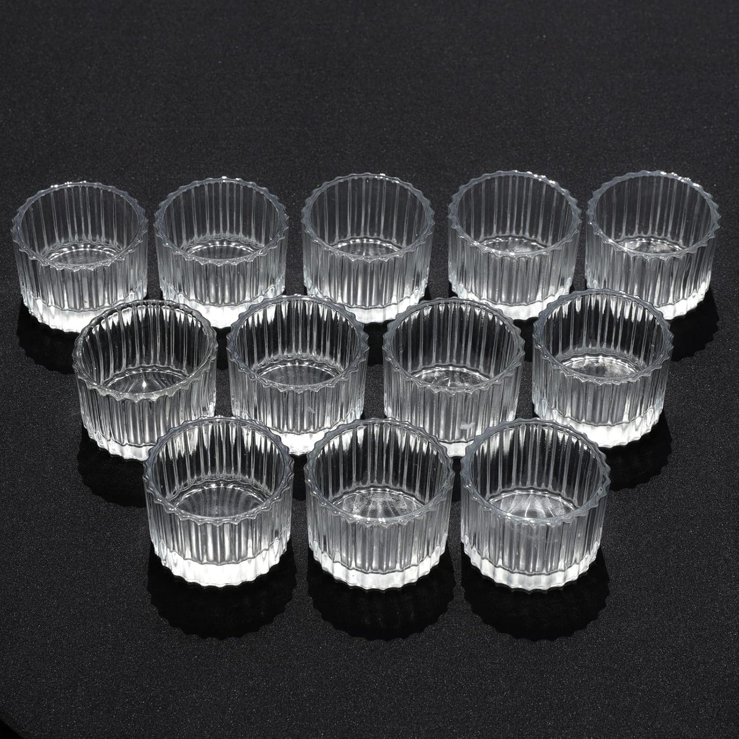 Vohocandle Ribbed Glass Tealight Holders - Set of 24 Clear Votives