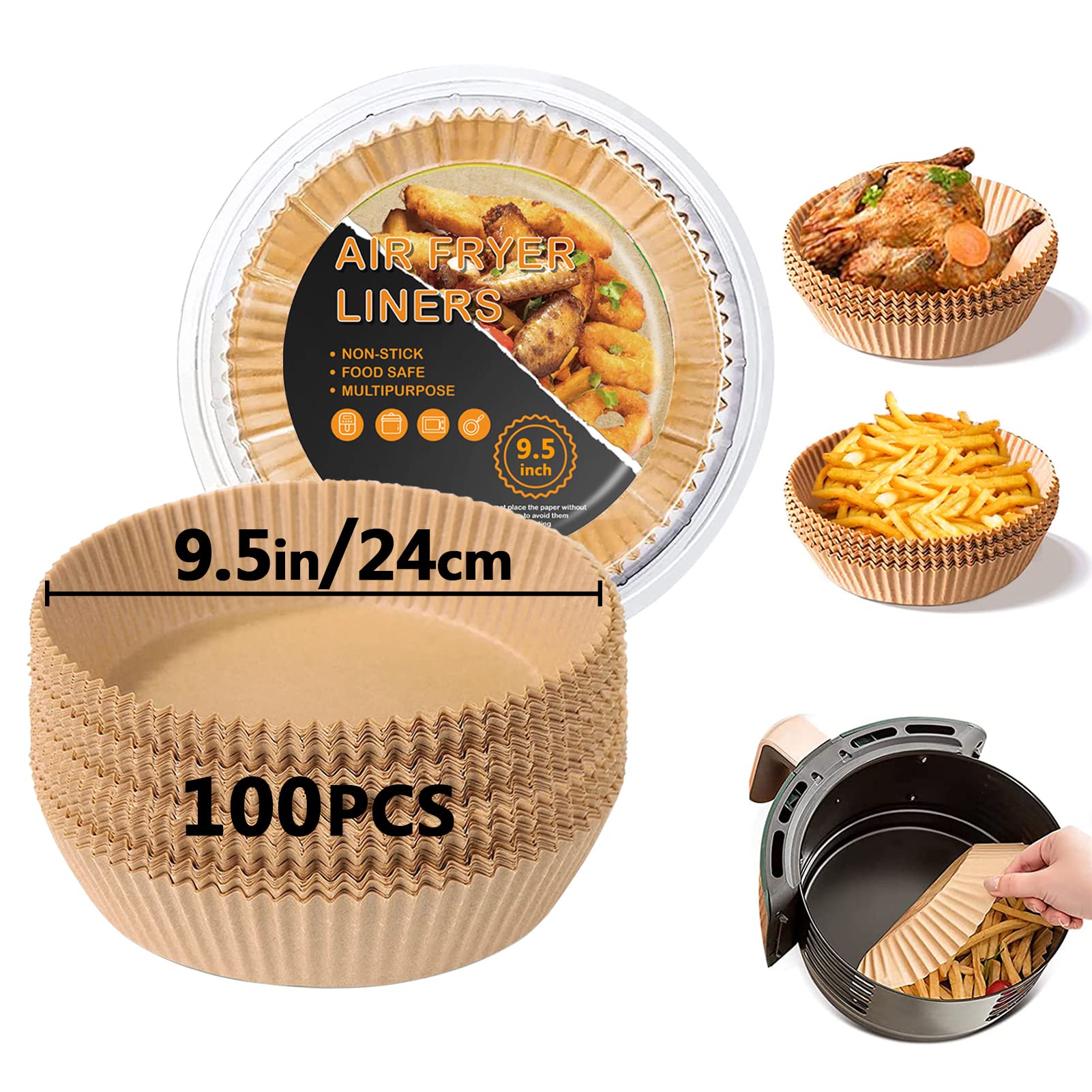 Jolof Store 9.5 Inch Air Fryer Liners | 100pcs Disposable Parchment Paper