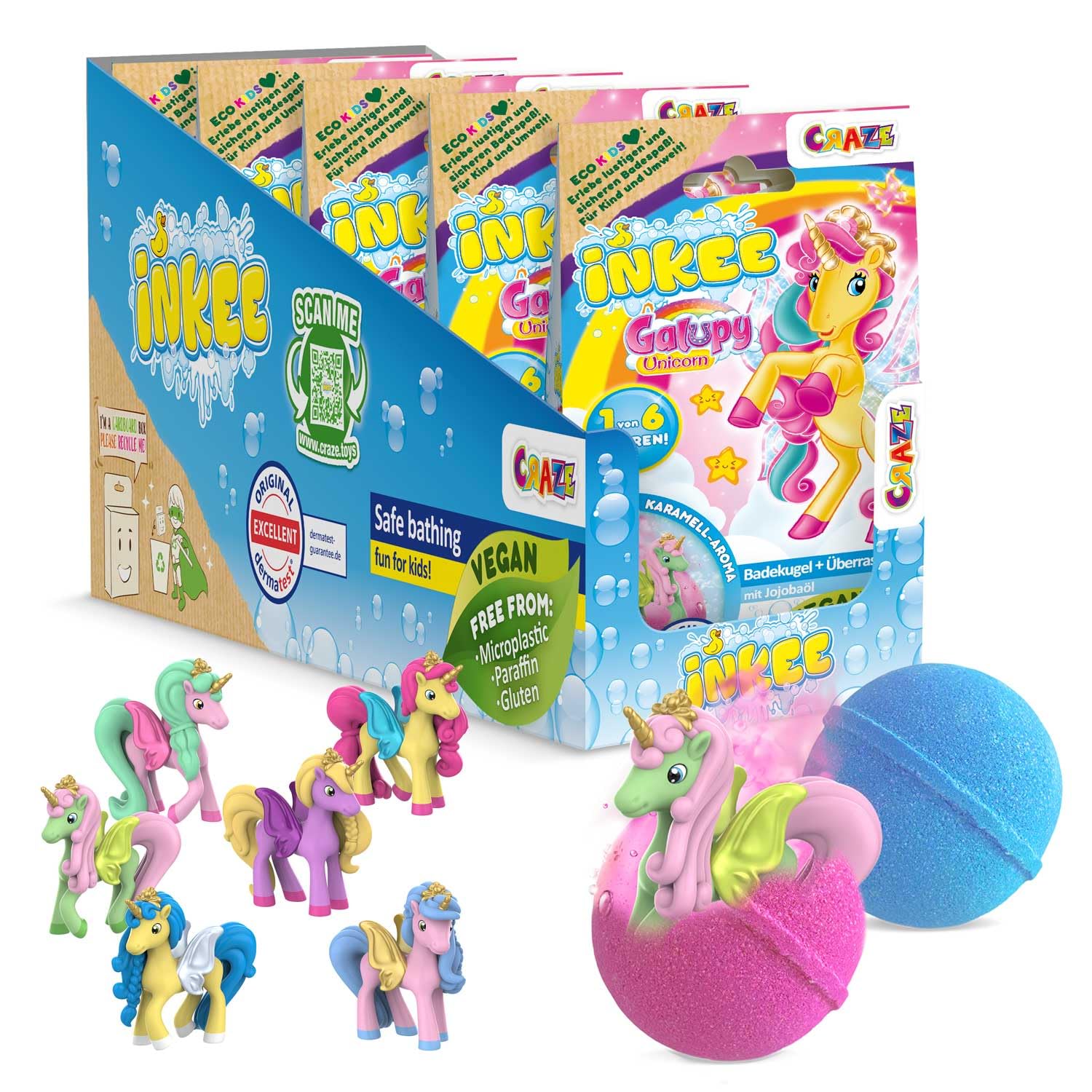 INKEE Galupy Unicorn Bath Bombs for Kids – 5 Pack with Surprise Toy