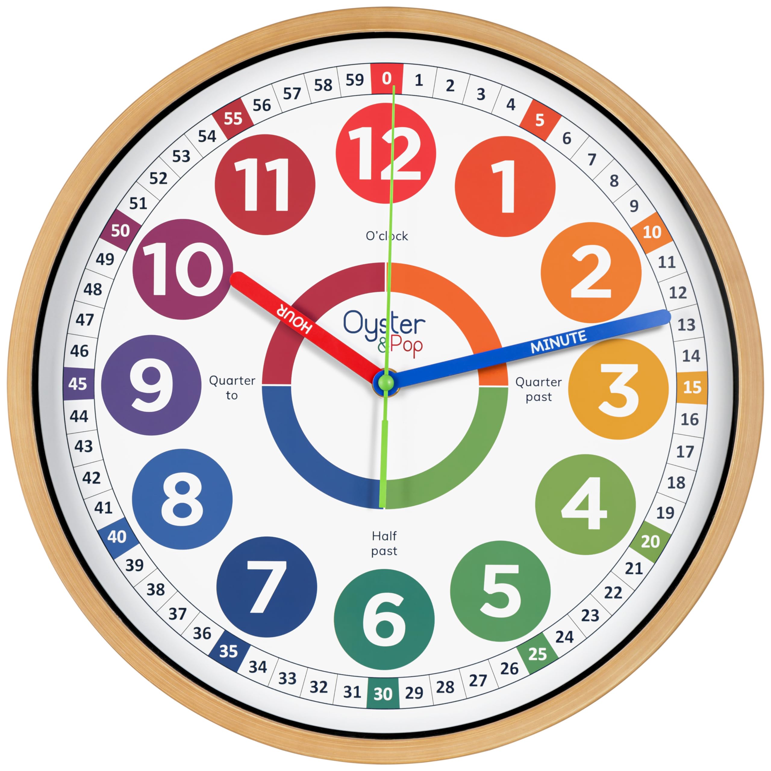 14 Inch Learning Clock – Silent Analog Teaching Wall Clock