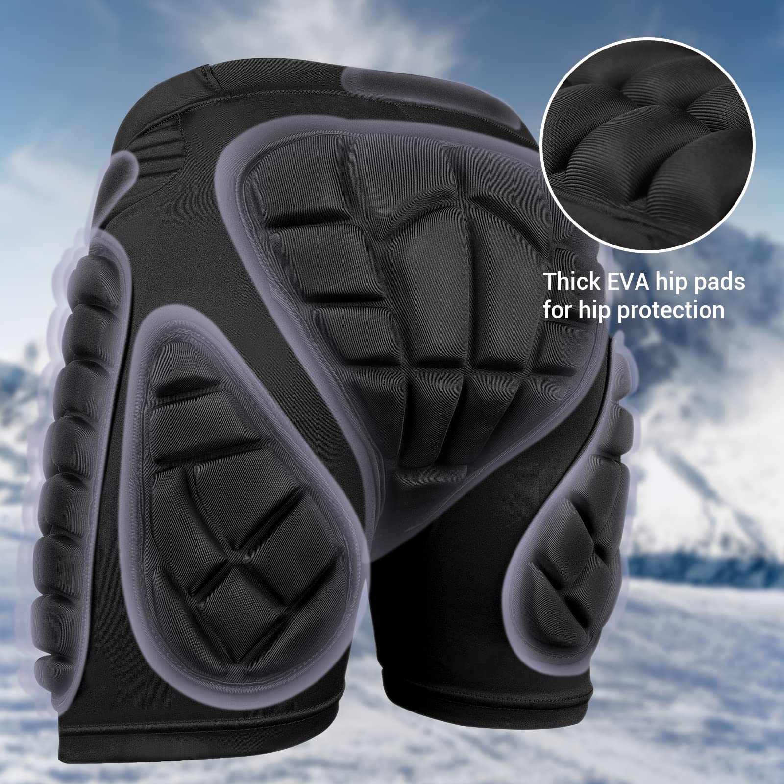Cienfy 3D Padded Shorts | EVA Impact Hip Protection for Ski & Snowboard