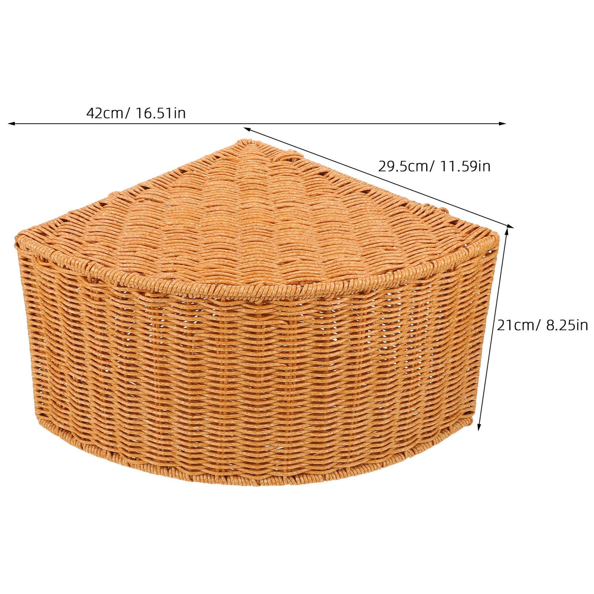 TOYANDONA Triangle Woven Basket Trays: Rustic Style Woven Imitation Rattan Basket With Lid Wardrobe Storage Bin Corner Laundry Hamper For Toys Snacks - image 2