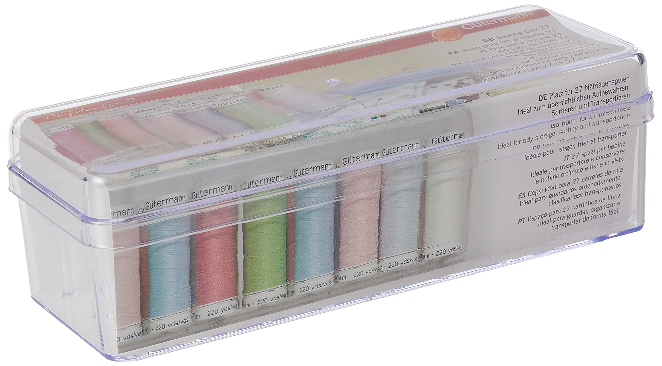 Gütermann Sewing Thread Box – 27 Spool Plastic Storage Organizer Case
