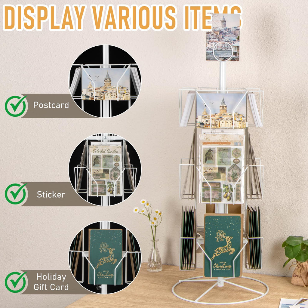 ANBOXIT Rotating Greeting Card Display Stand | 3-Tier Metal Retail Rack
