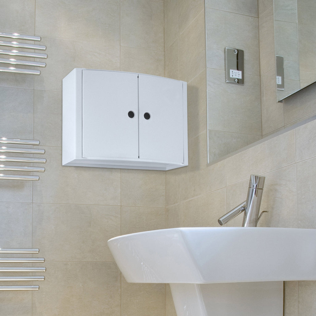 TATAY Horizontal Bathroom Cabinet | White Plastic Wall Storage Unit