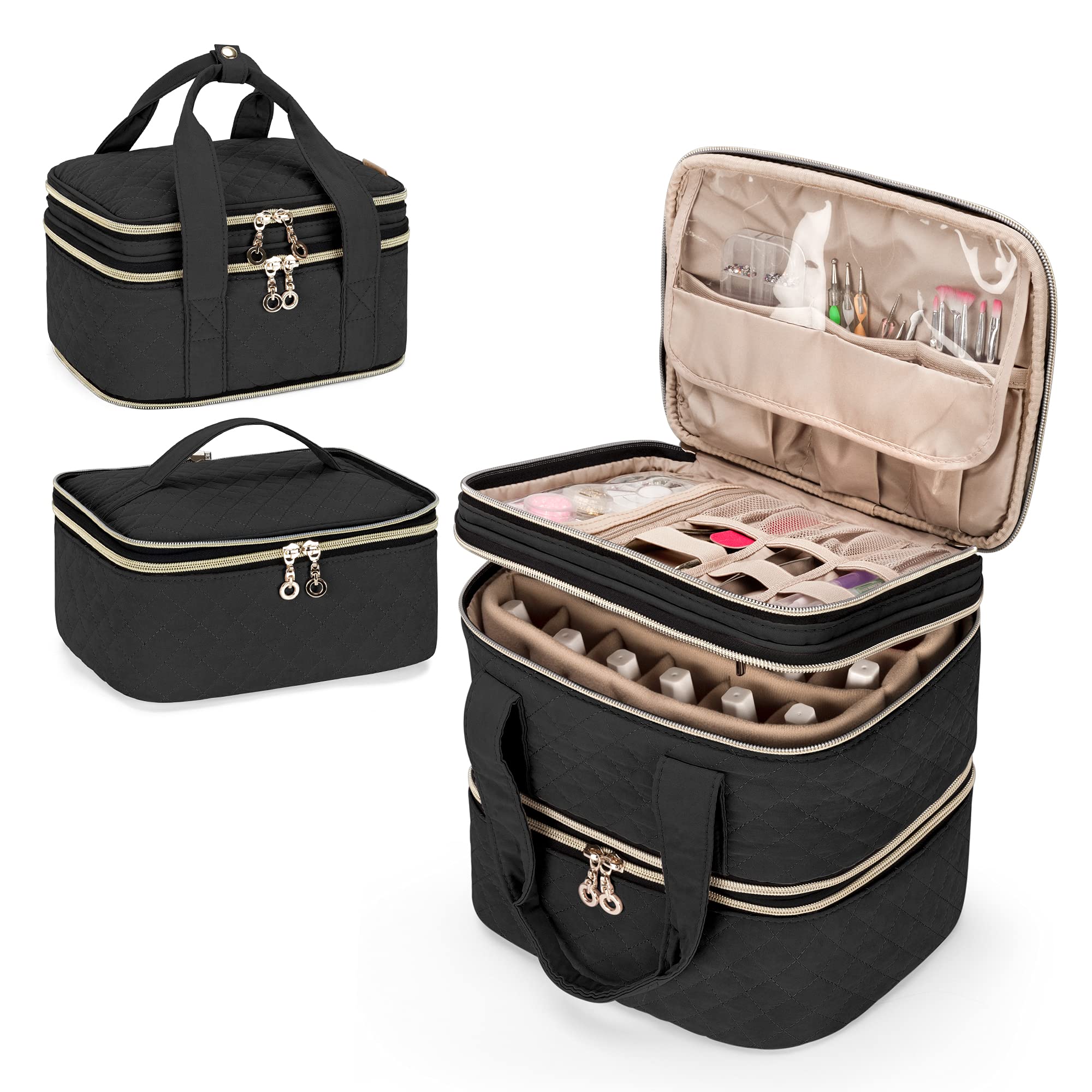 Yarwo 3-Layer Nail Polish Organiser – Detachable 48 Bottle Travel Case