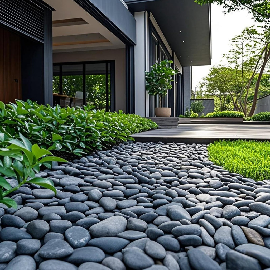 FANTIAN 20 lbs Black River Rocks – 2-4 cm Decorative Pebbles for Garden