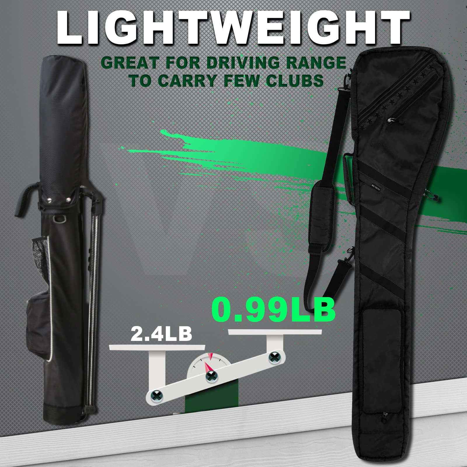 Big Teeth Waterproof Golf Sunday Bag – Lightweight Travel Club Carry Case