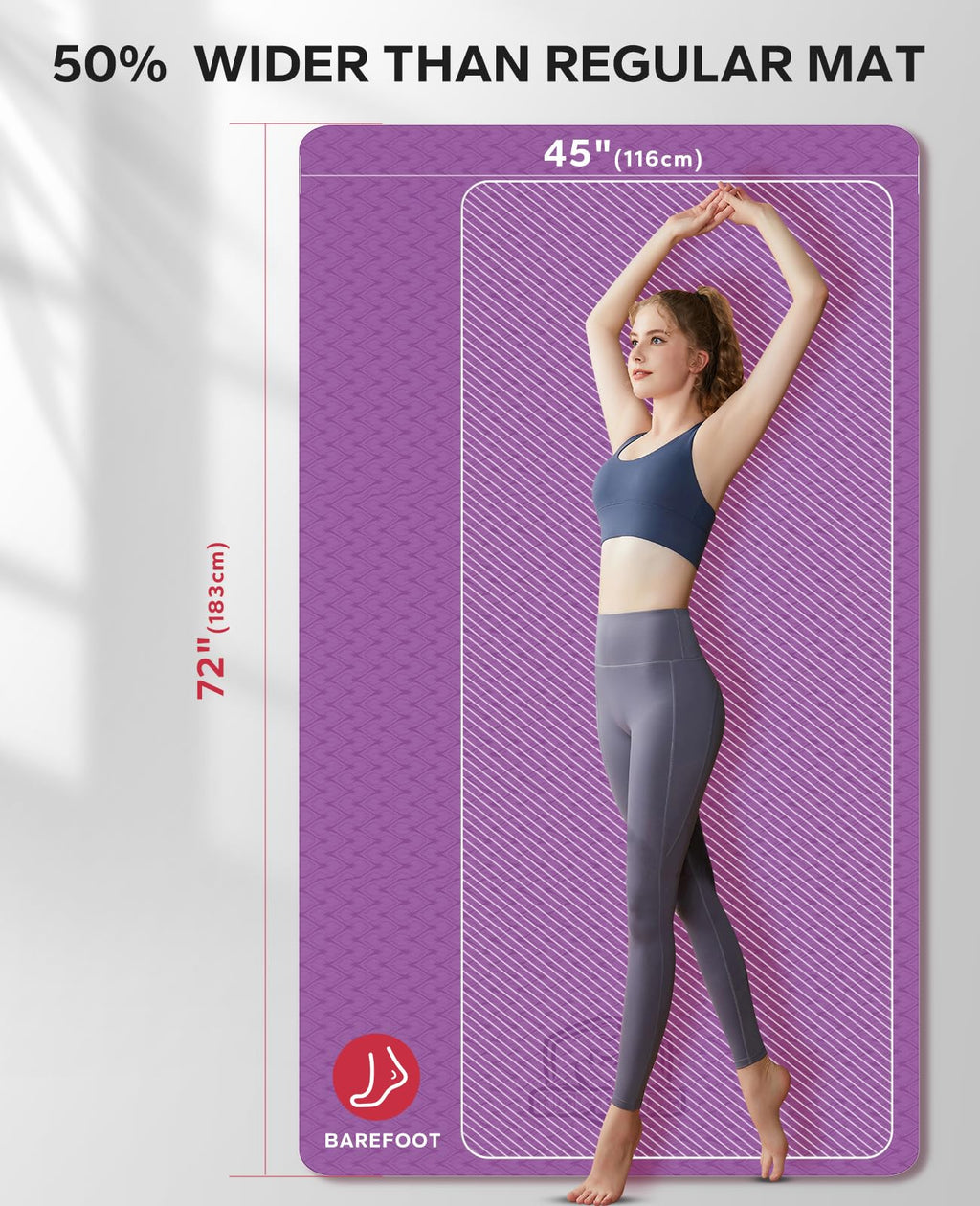 HAPBEAR Extra Large Yoga Mat - 6mm Thick Non-Slip TPE Exercise Mat