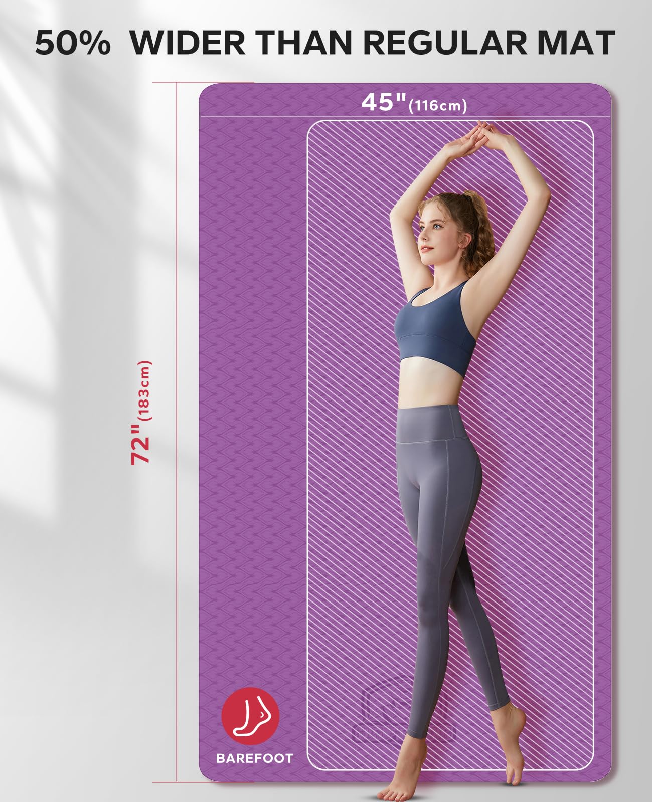 HAPBEAR Extra Large Yoga Mat - 6mm Thick Non-Slip TPE Exercise Mat