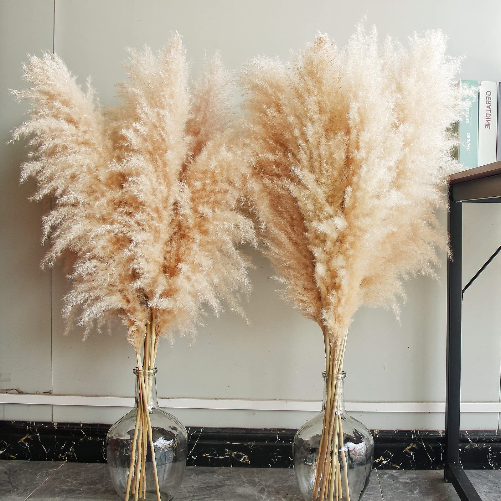 Bannifll 46-inch Natural Pampas Grass – 10 Stems Tall Beige Boho Decor