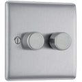 BG Electrical 2-Way Double Dimmer Switch | Brushed Steel, 200W