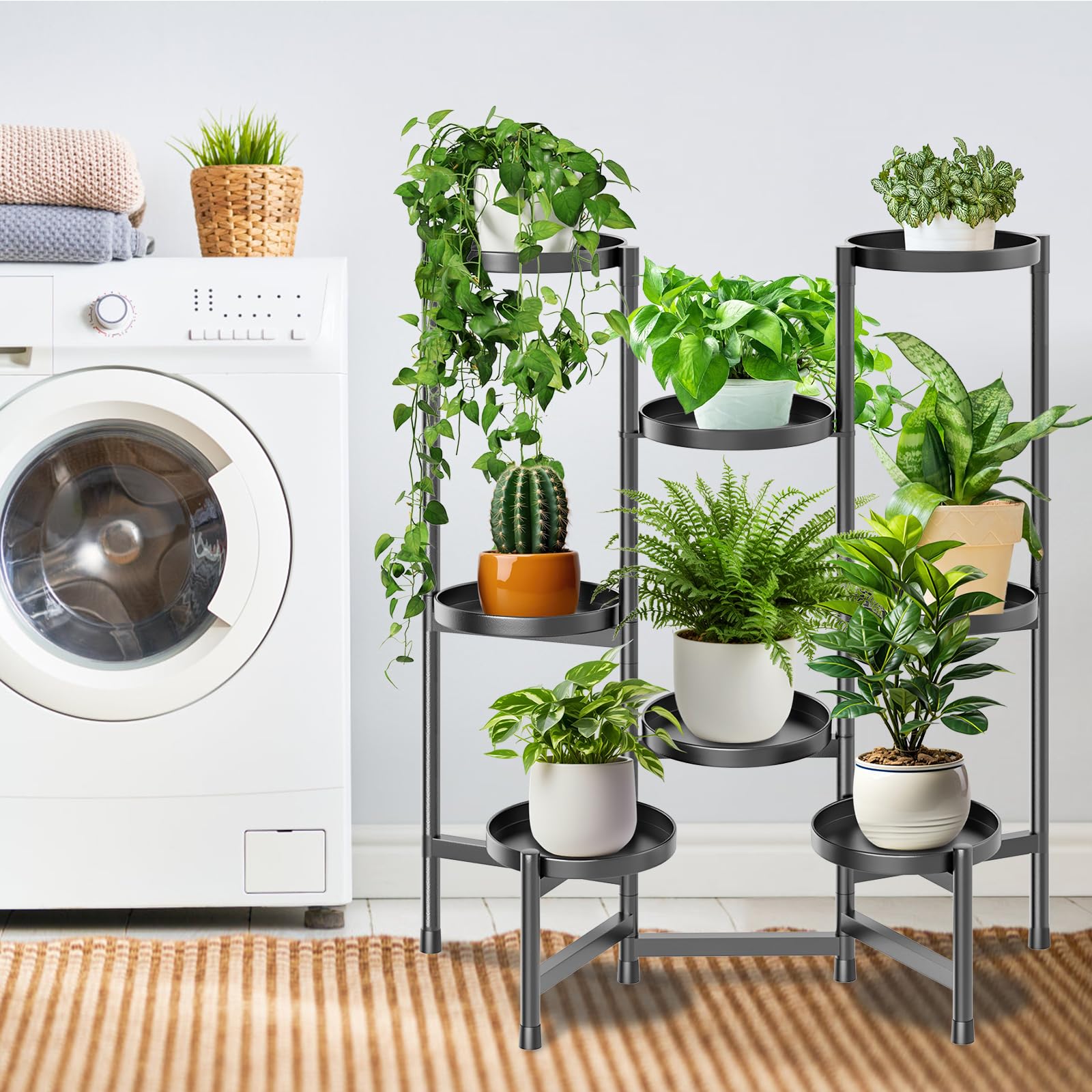 KHayRovies 8-Tier Metal Plant Stand | Adjustable Tall Corner Flower Shelf