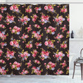 ABAKUHAUS Rose Floral Shower Curtain – Vintage Fabric Bathroom Decor Set