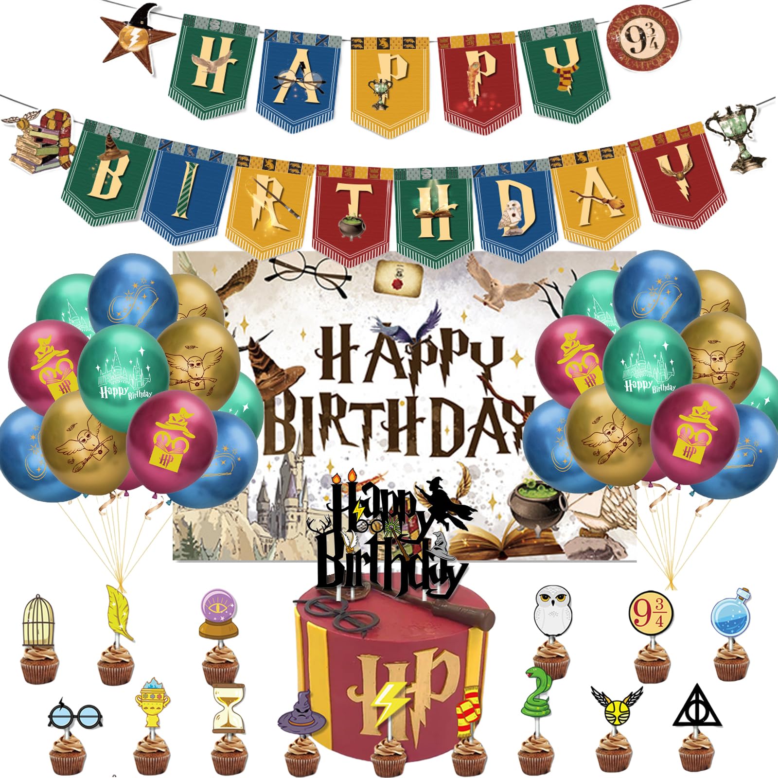 Jolof Store Wizard Birthday Party Supplies – Magic Theme Banner & Balloon Kit