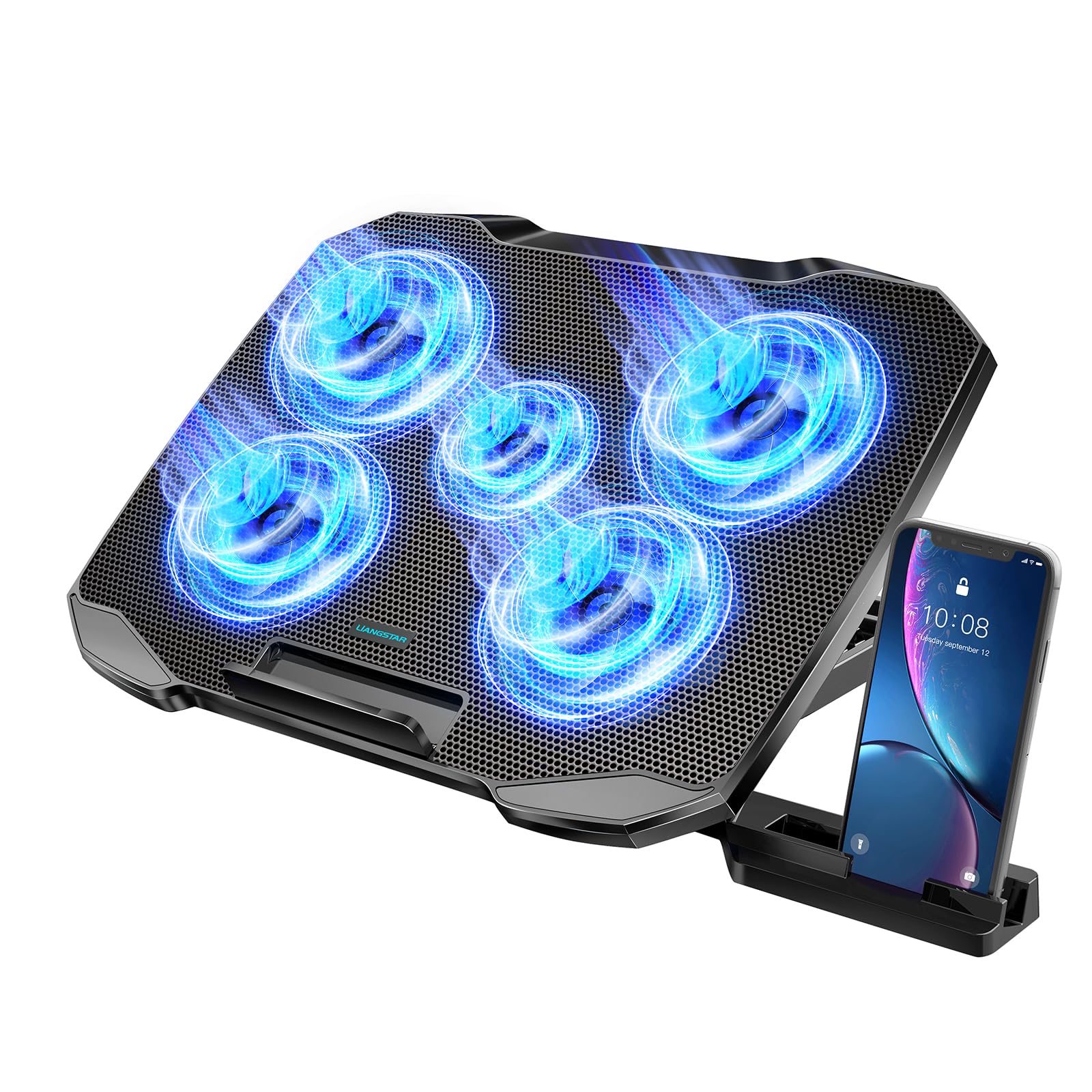 Laptop Cooling Pad | 5 Quiet Fans & Phone Holder for 17"