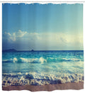 goodbath Ocean Waves Extra Long Fabric Shower Curtain | 180 x 240cm