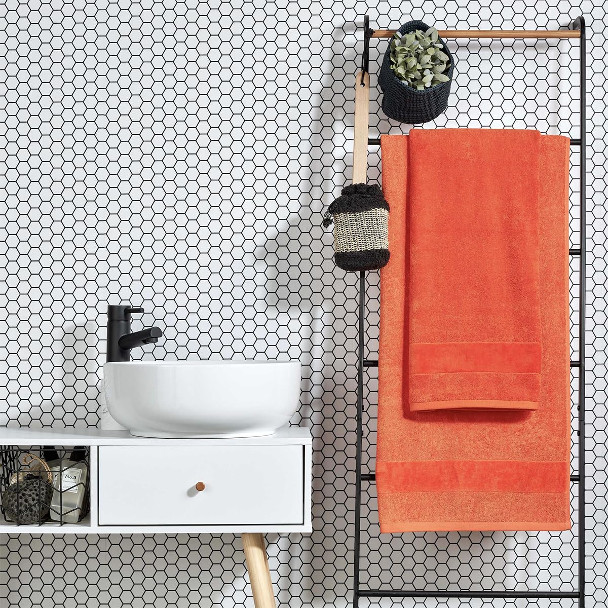 Christy Prism Bath Towel Set | 2 pieces | Vibrant Colours | 100% Turkish Cotton | Super Soft and Fluffy | Quick Dry | Orangeade Orange - image 2