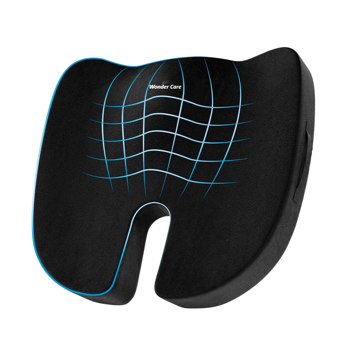 Wonder Care Orthopedic Coccyx Cusion | High Density Memory Foam for Back Pain, Sciatica, Tailbone Relief Velvet Cover, 70Kg