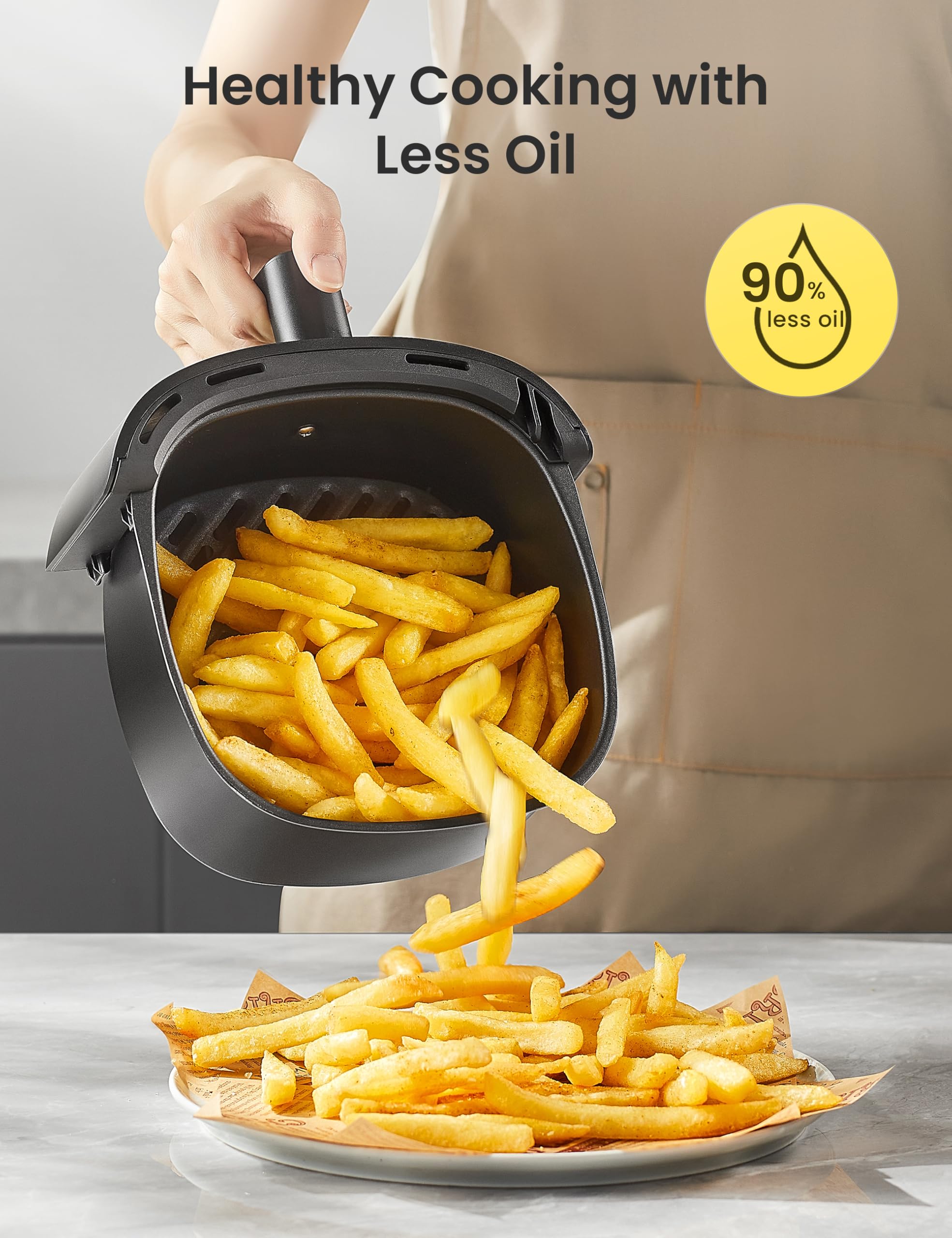 Midea 2L Small Air Fryer – 1150W Compact Multi-Cooker, BPA-Free Black