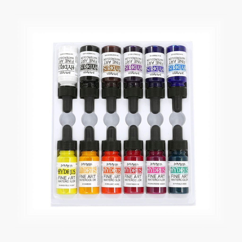 Dr. Ph. Martin's Hydrus Liquid Watercolor Set - 12 Fine Art Colors