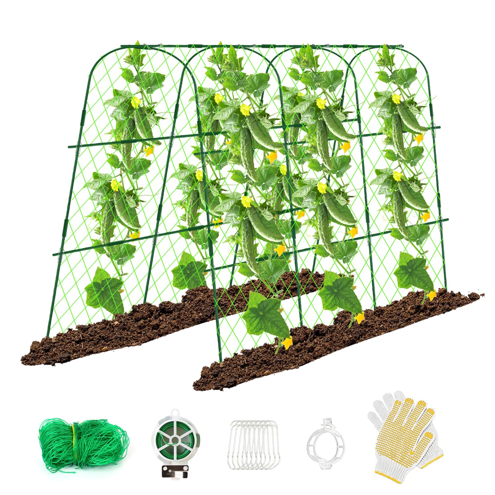 Hoyejyou U-Shape Cucumber Trellis - 65x48 Metal Garden Arch for Plants